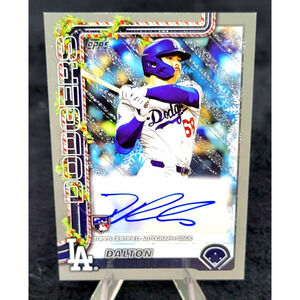 2025 Dalton Rushing RC AUTO Silver Glitter 24/25 Topps Holiday Case Hit Dodgers